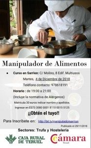 Anuncio Manipulador de Alimentos SARRIÓN